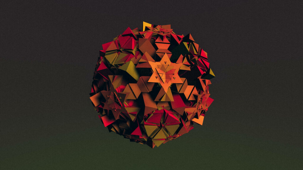 Colorful 3D Geometric Origami Ball Wallpaper in Autumn Hues