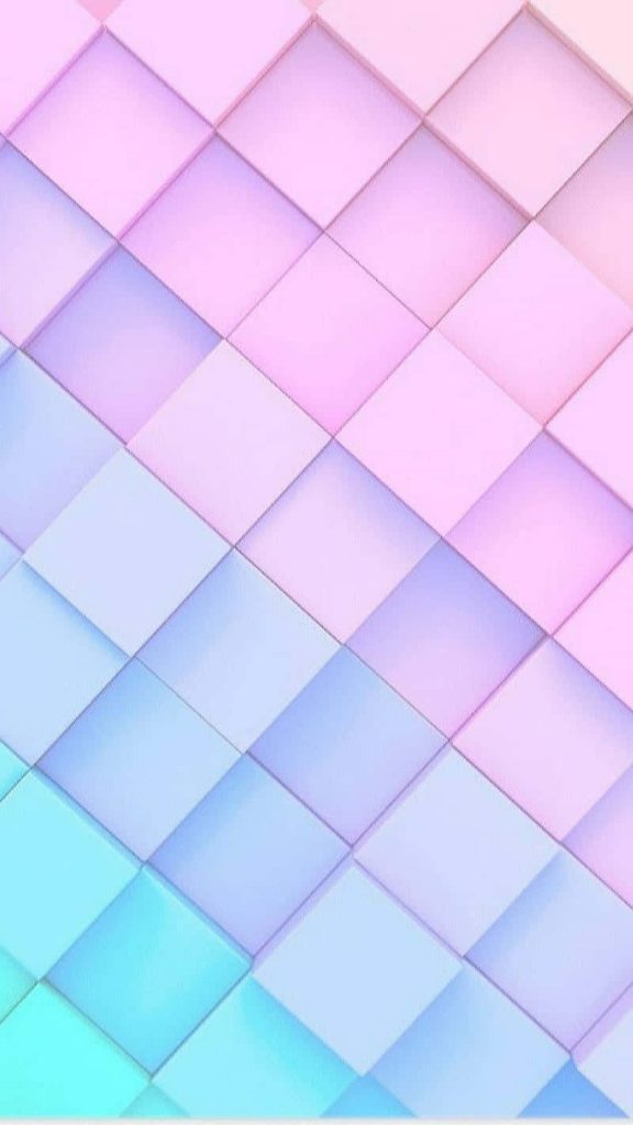 3D geometric grid wallpaper with pastel pink purple cyan floating squares minimalist background