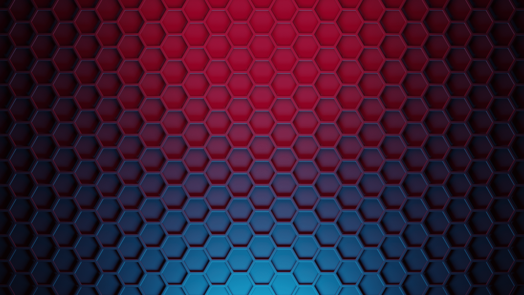 3D honeycomb digital wallpaper blue to red gradient abstract tech pattern modern background