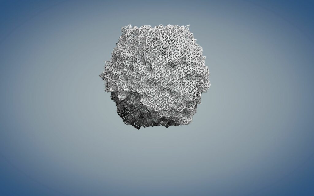 3D Geometric Mesh Wallpaper on Gradient Blue Background - 1920x1200