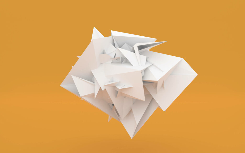 3D Geometric Origami Wallpaper on Warm Orange for Android Background