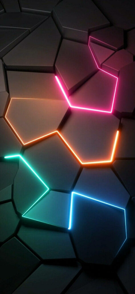 Vibrant 3D Geometric Neon Tile Wallpaper for Modern Phone Background