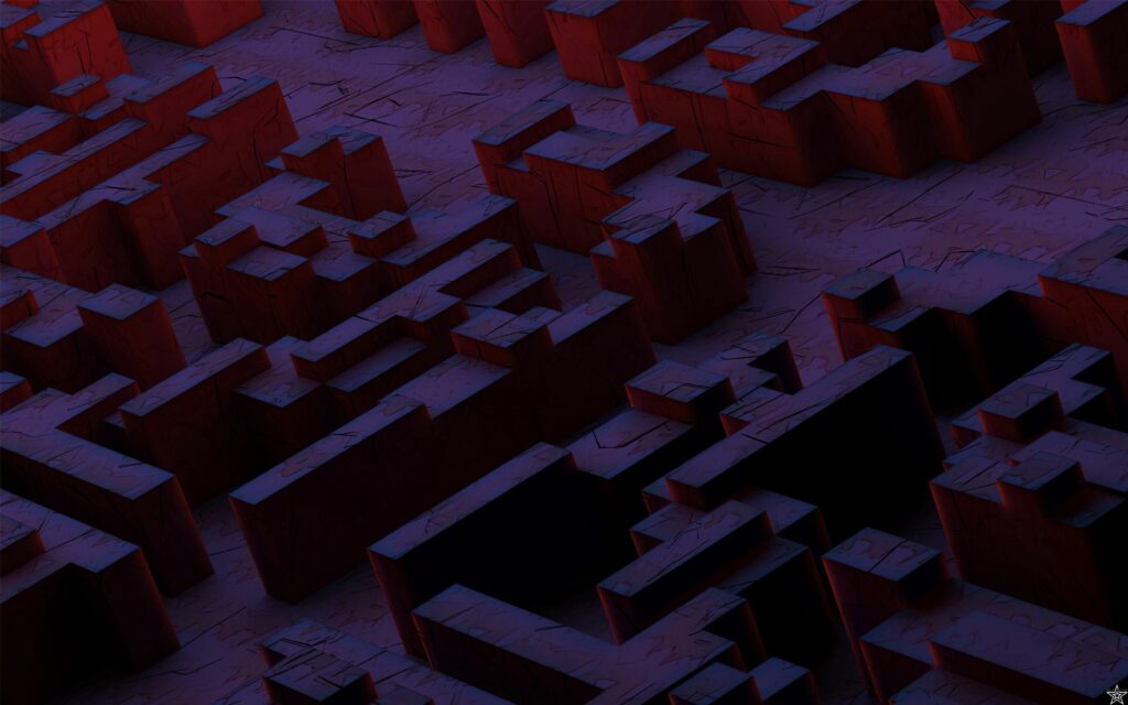 3D Geometric Wallpaper in Dark Tones - Intricate Abstract Background