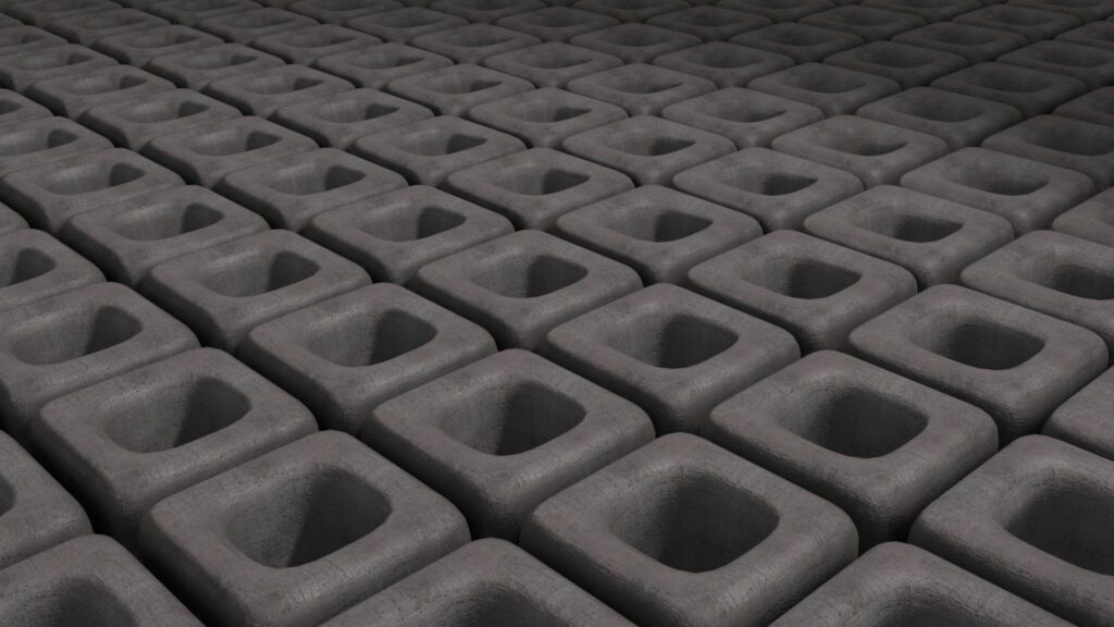 3D Gray Cube Wallpaper: Infinite Grid Design, 1920x1080 Background