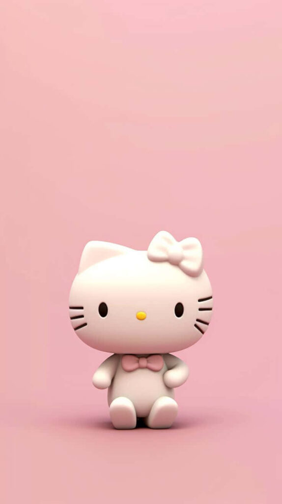 3D Hello Kitty Wallpaper: Kawaii Charm on Soft Pink Background