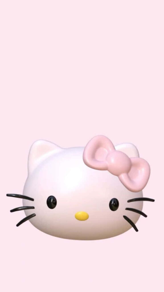3D Hello Kitty Wallpaper with Pastel Background - Cute Minimalist Design