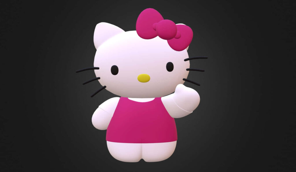 Hello Kitty 3D Model Wallpaper - Iconic Design on Dark Gradient