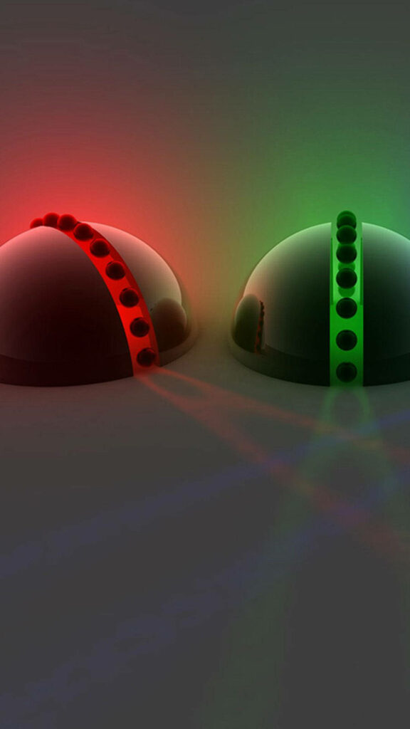 Modern 3D Hemispherical Wallpaper for iPhone: Red & Green Design