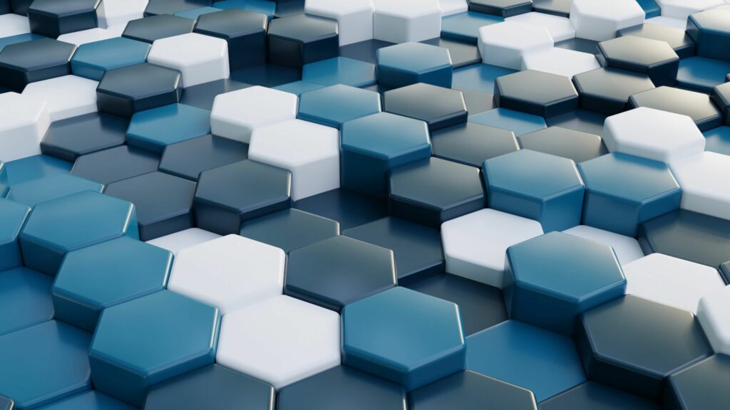 3D Hexagon Wallpaper: Textured Blue & Gray Geometric Background