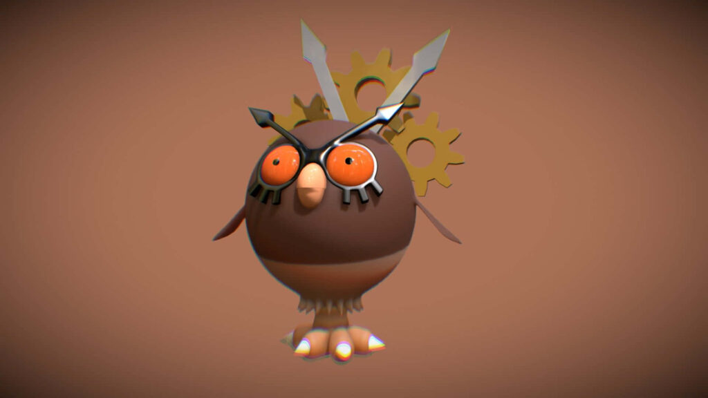 3D Hoothoot Wallpaper: Owl-Inspired Design with Mechanical Elements