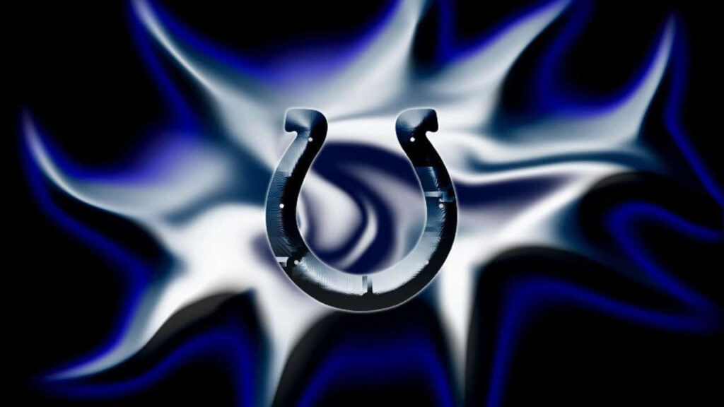 3D Horseshoe Dynamic Wallpaper with Blue & White Energy Waves