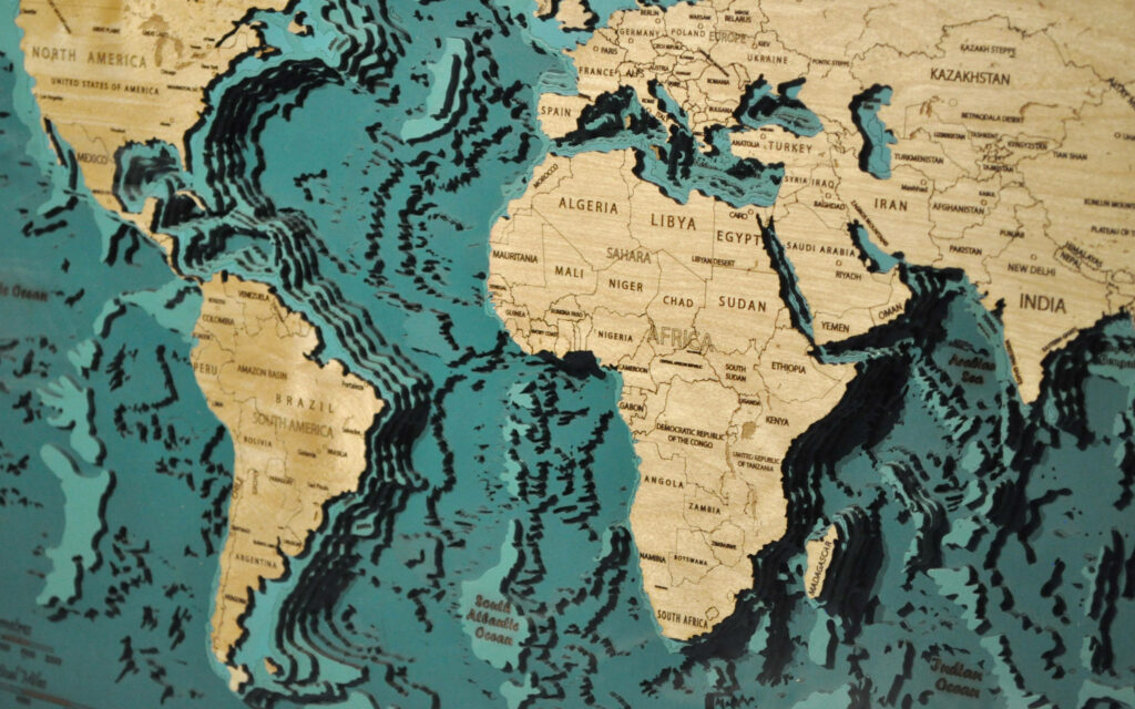 Stunning 3D Layered World Map Wallpaper - Elevation & Oceans