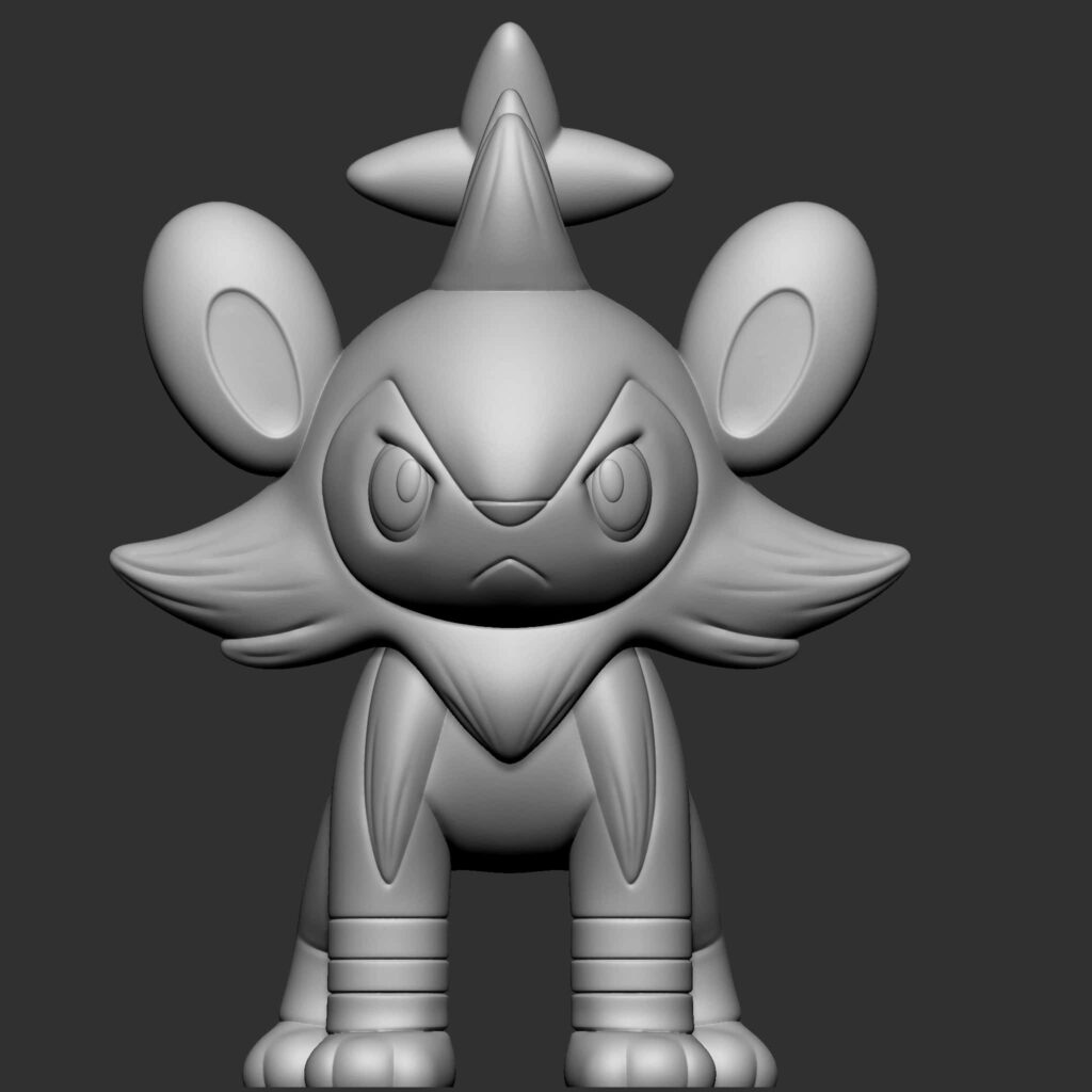 3D Luxio Pokemon Wallpaper on Gray Background - Sleek & Detailed Design