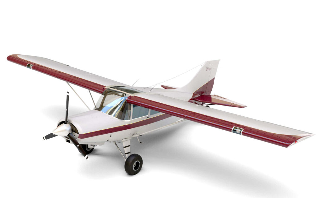 3D Maule M235 Airplane Wallpaper: Sleek White & Maroon Design