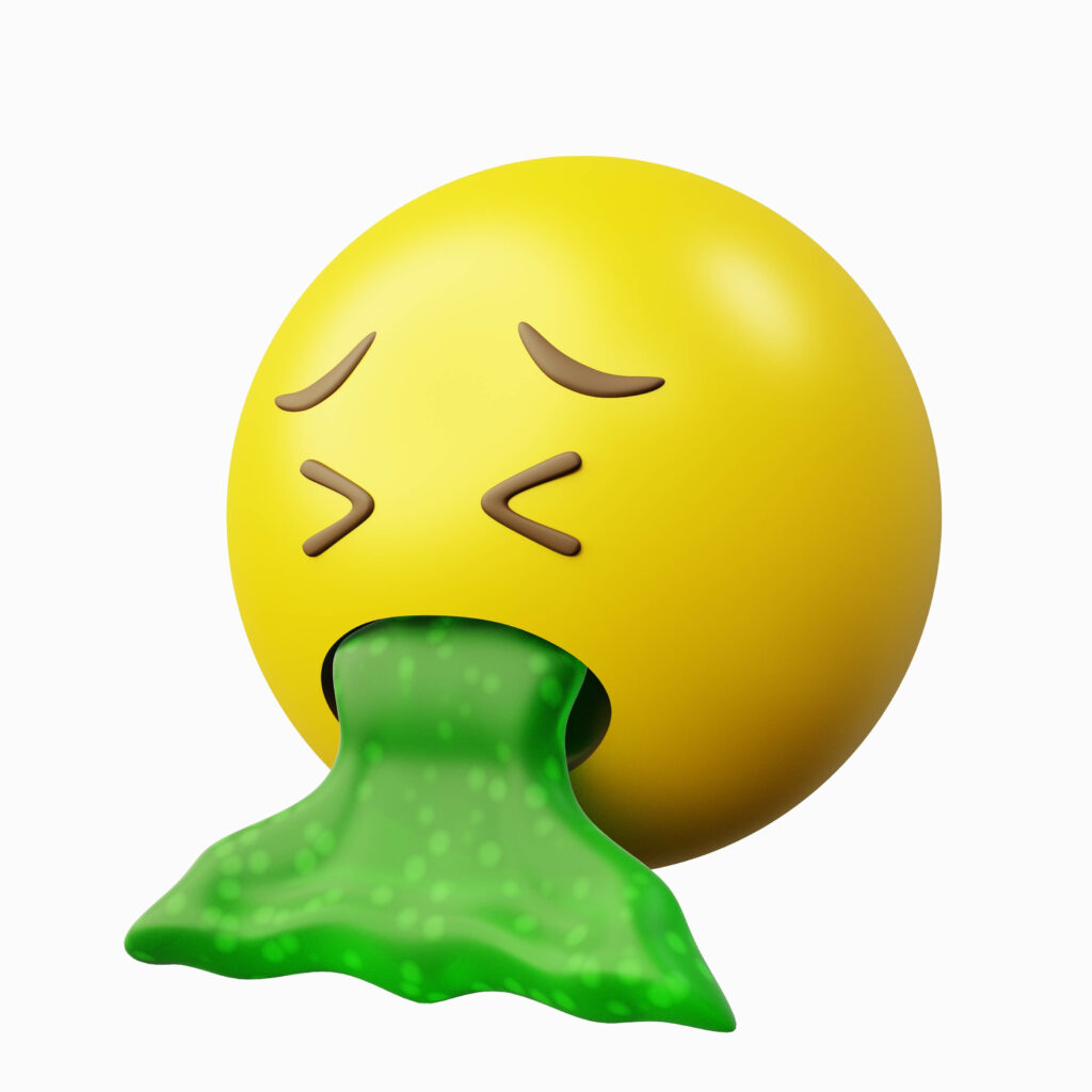 3D Nauseous Emoji Wallpaper on White Background - Realistic Design