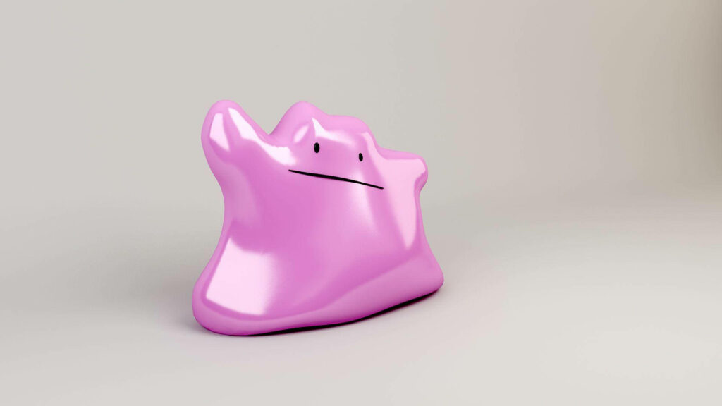 Soft Pink 3D Jelly Character Wallpaper on Neutral Background