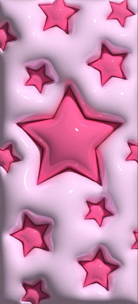 Dynamic 3D Pink Star Wallpaper on Glossy Background