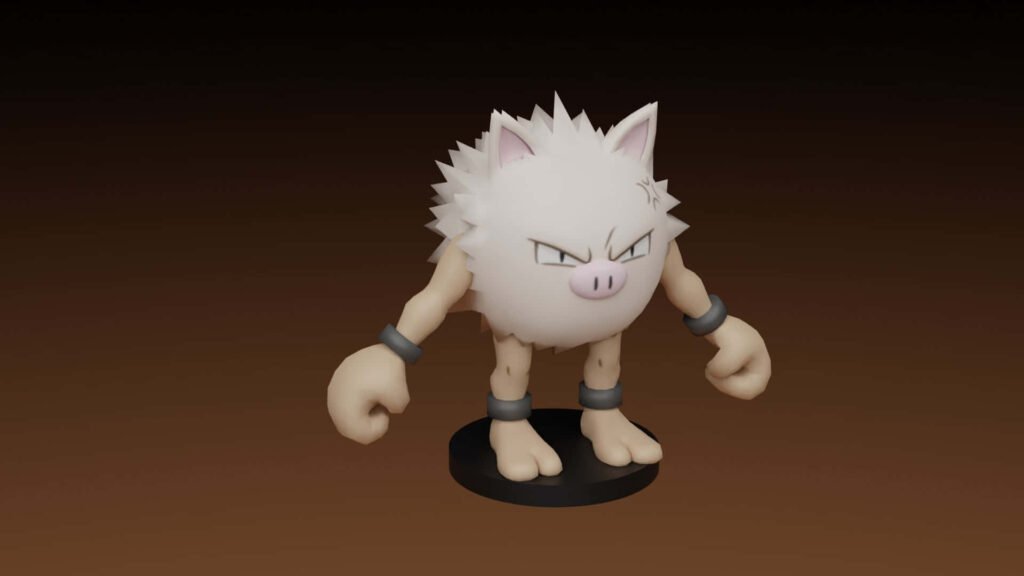 3D Primeape Pokémon Wallpaper on Gradient Brown Background