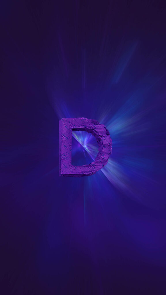 3D Purple Letter D Wallpaper on Dark Blue-Purple Gradient Background