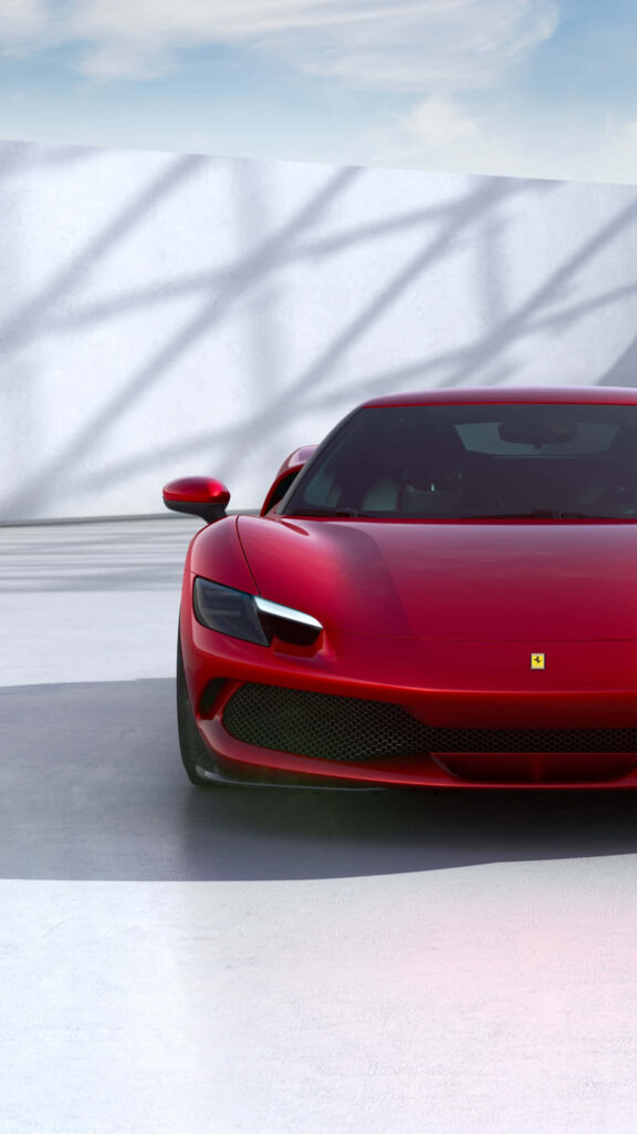 Captivating Showcase: A Brilliantly Lit Parking Lot Highlighting a Spectacular 3D Red Ferrari Wallpaper