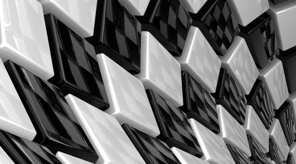 3D Black and White Tile Wallpaper: Modern Sleek Background Design