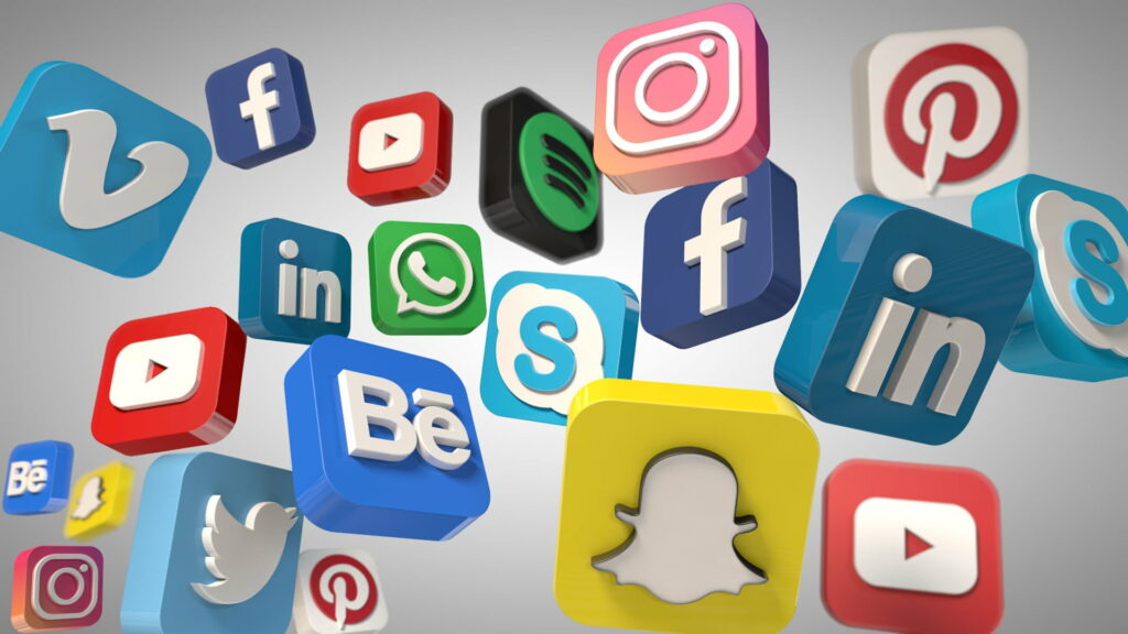 Immersive Social Media Presence: Vibrant 3D Logos in High-Definition Wallpaper