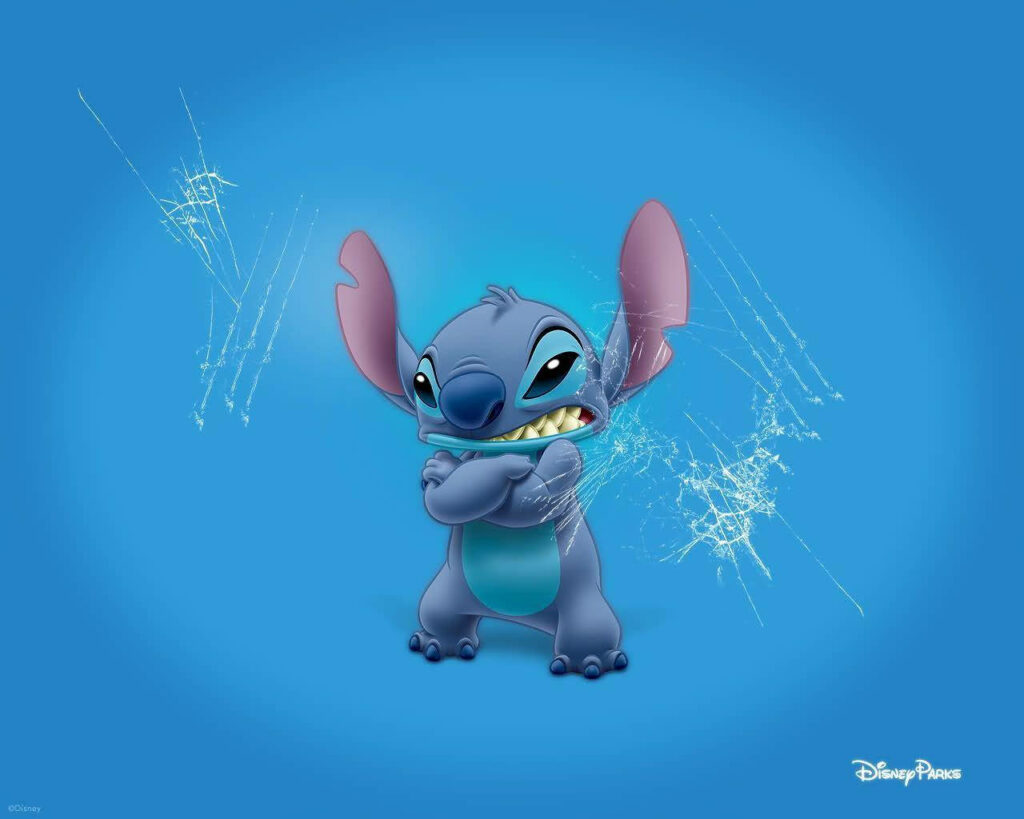3D Stitch Wallpaper: Comically Angry with Dynamic Blue Background