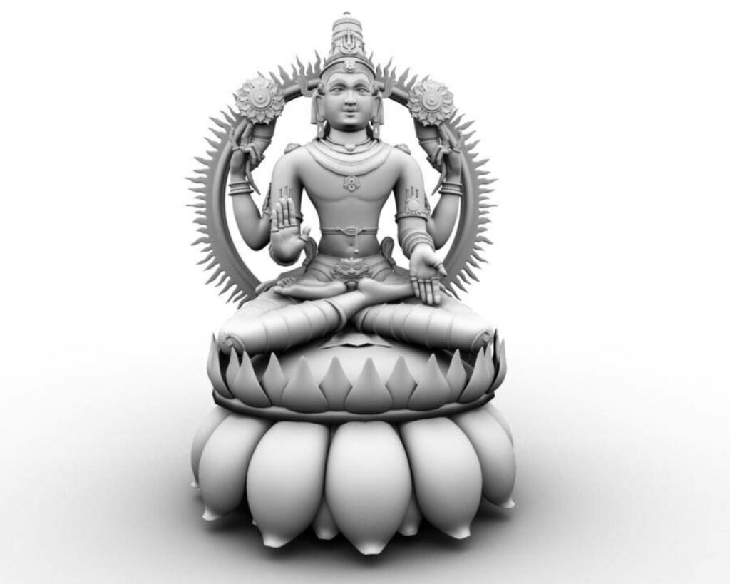 3D Surya Bhagwan Wallpaper: Serene Lotus-God Design