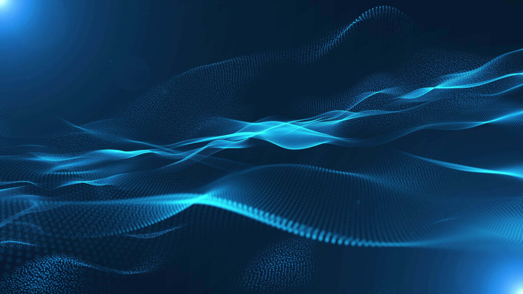 Futuristic 3D Blue Light Waves Wallpaper - Dynamic Dark Background