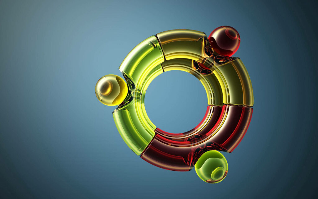 Ubuntu's 3D Flexi-glass Logo: A Vibrant Desktop Wallpaper