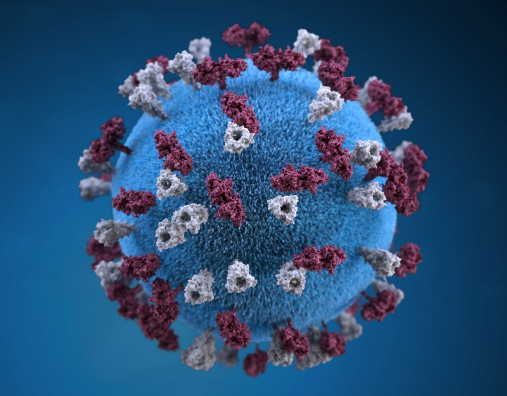 3D Virus-Inspired Wallpaper: Textured Blue Sphere with Spikes