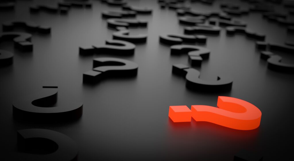 Striking 3D Black & Red Question Mark Wallpaper - High Resolution Background