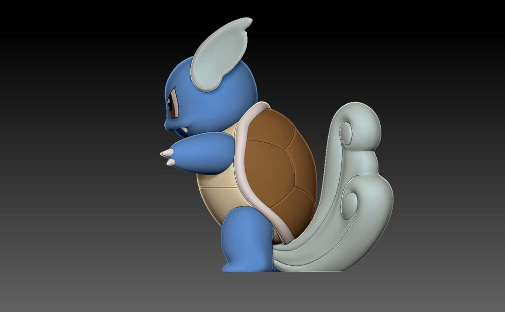 3D Wartortle Wallpaper: Blue Skin & Fluffy Tail on Gradient Background