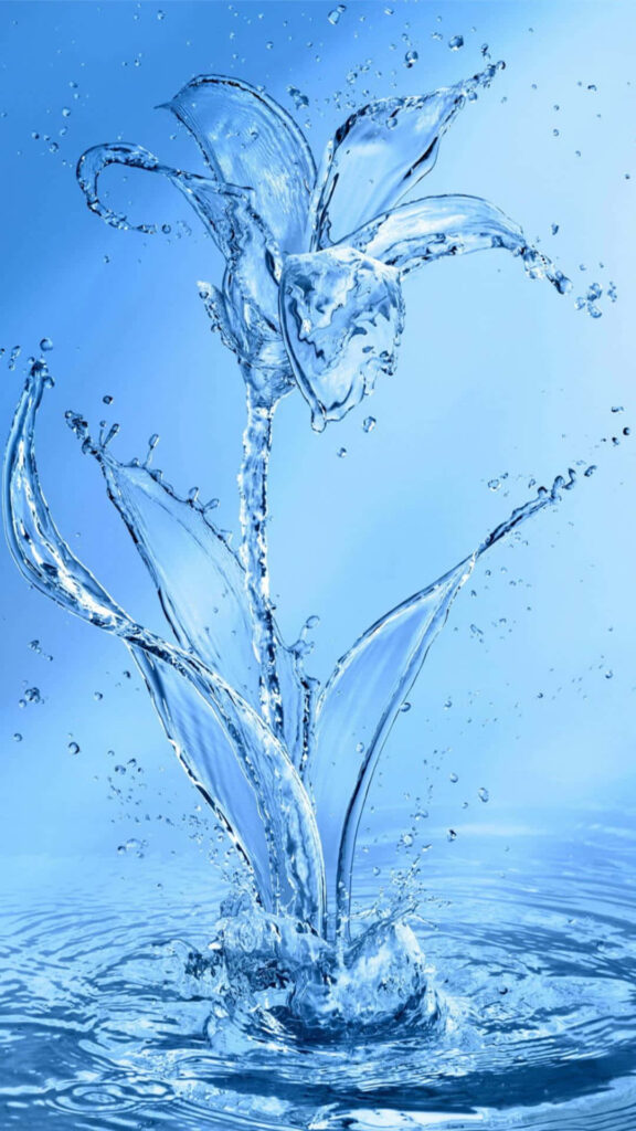 3D Water Flower Wallpaper - Elegant Blue Background Design