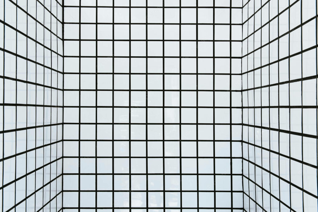 3D White Grid Wallpaper: Engaging Black Line Pattern Background