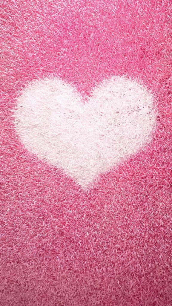 3D White Heart Wallpaper on Textured Pink Background for iPhone