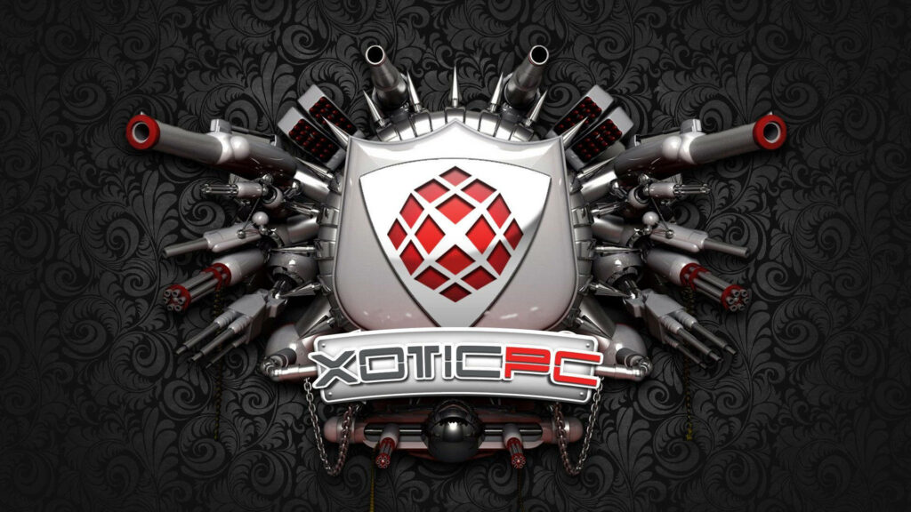 Xotic PC Gaming 3D Logo Wallpaper: Futuristic Shield Design