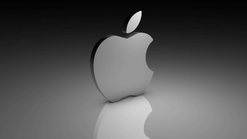 4K Apple Logo Wallpaper - Modern 3D Design on Dark Gradient Background