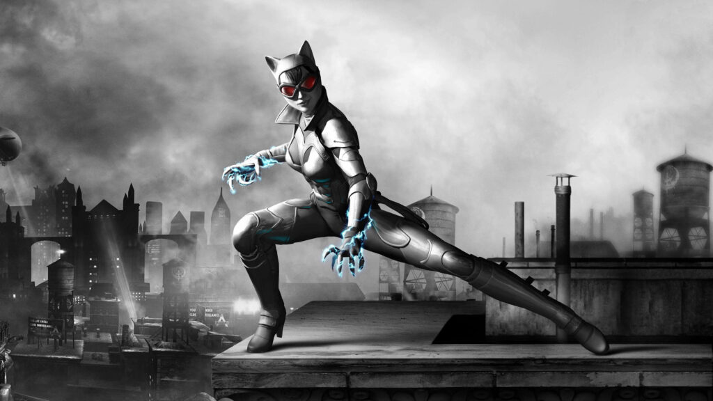 Batman Arkham City-Inspired 4K Wallpaper: Rooftop Hero in Gotham