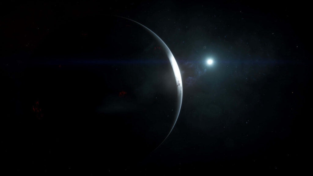 Stunning 4K wallpaper of a distant star field with a partially illuminated planet in serene black space.