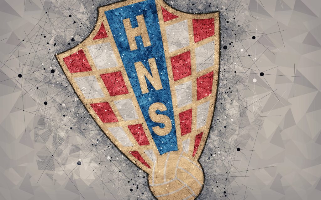 Croatian Football Federation crest geometric 4K wallpaper red white checkered emblem background