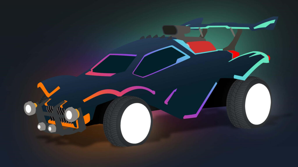 Sleek and Striking Octane Ride: Mesmerizing Digital Art Wallpaper for Rocket League Enthusiasts