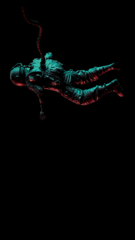 Galactic Symphony: 4k Phone Background Featuring a Floating Astronaut Amidst Pink and Green Lights Wallpaper