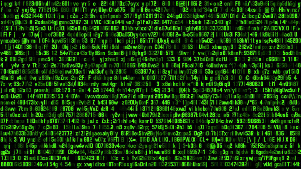Futuristic 4K Wallpaper: Green Binary Code on Black Background