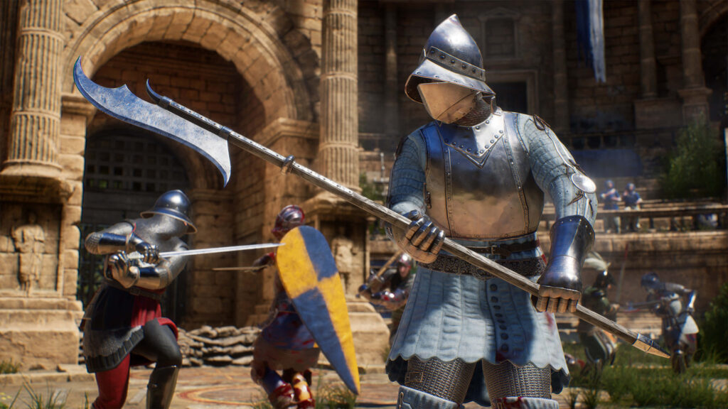 Knight's Valor: 4K Background Showcasing a Majestic Mordhau Warrior with a Lethal Bardiche Wallpaper