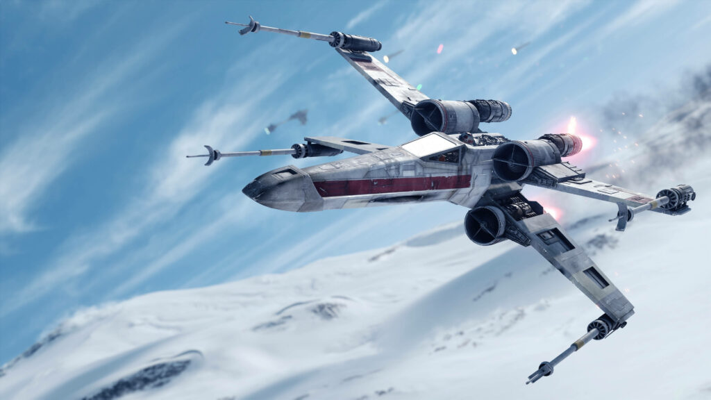 4K T-65 X-Wing Starfighter Wallpaper: Thrilling Galactic Battle Scene
