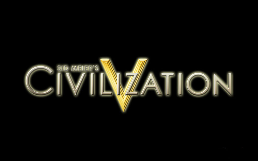SID MEIER'S CIVILIZATION V: Epic Black Background featuring Logo and 4K In-Game Scenery Wallpaper