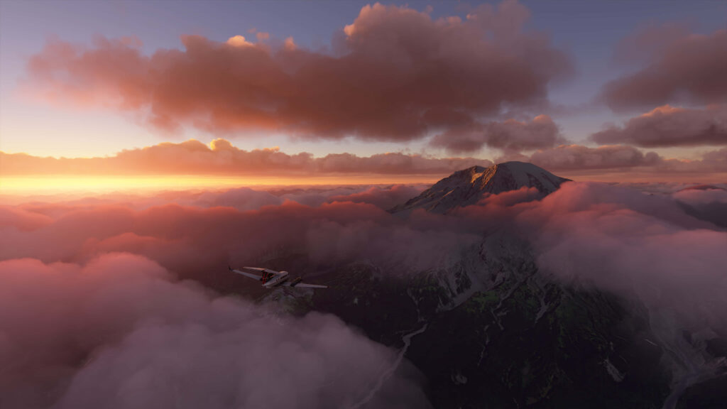 4K Bliss: Microsoft Flight Simulator Takes You to Majestic Mountain Heights Wallpaper