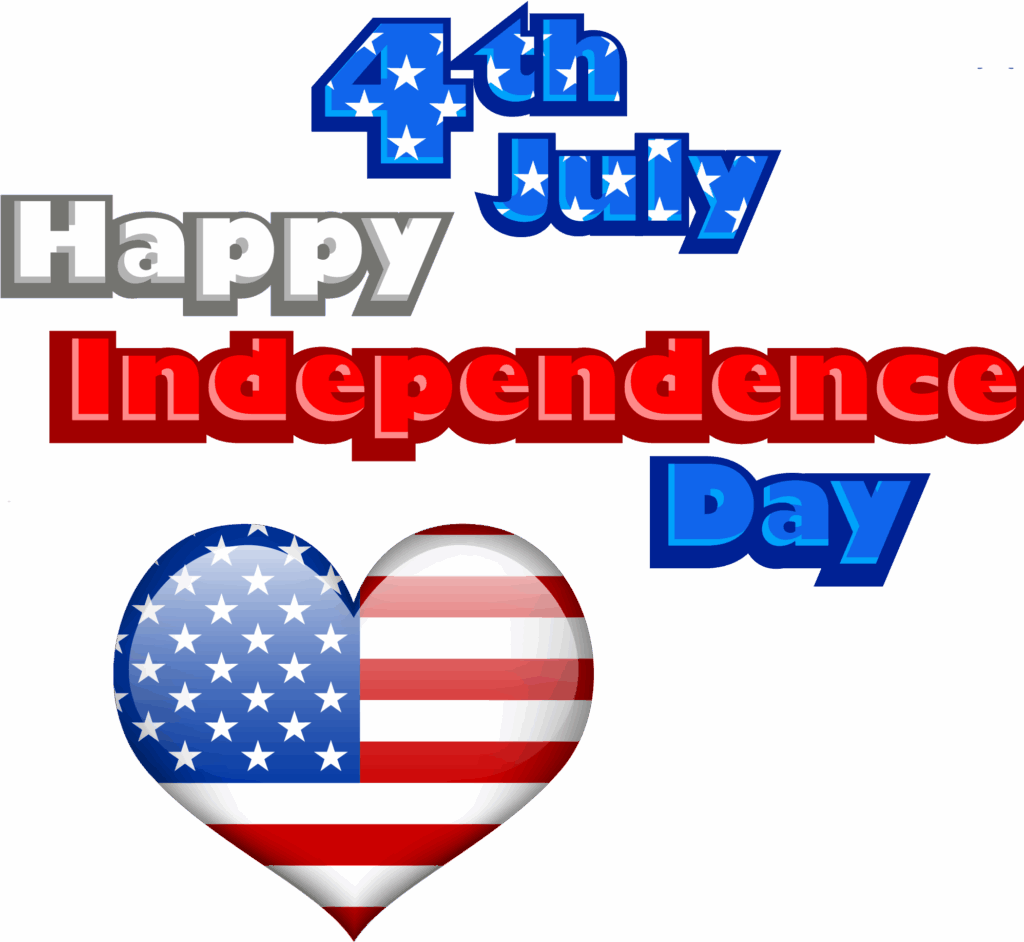 4th July Happy Independence Day wallpaper with American flag heart and bold festive colors