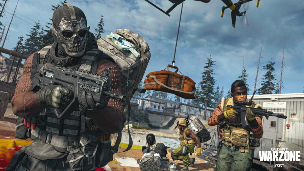 Call of Duty: Warzone HD Wallpaper - Armed Warriors in Combat Gear in War-Torn Environment